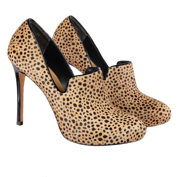 Worn 1x ANN TAYLOR Sz. 8.5 M Heels Pumps Platform Cheetah Print Horsehair - Picture 4 of 7